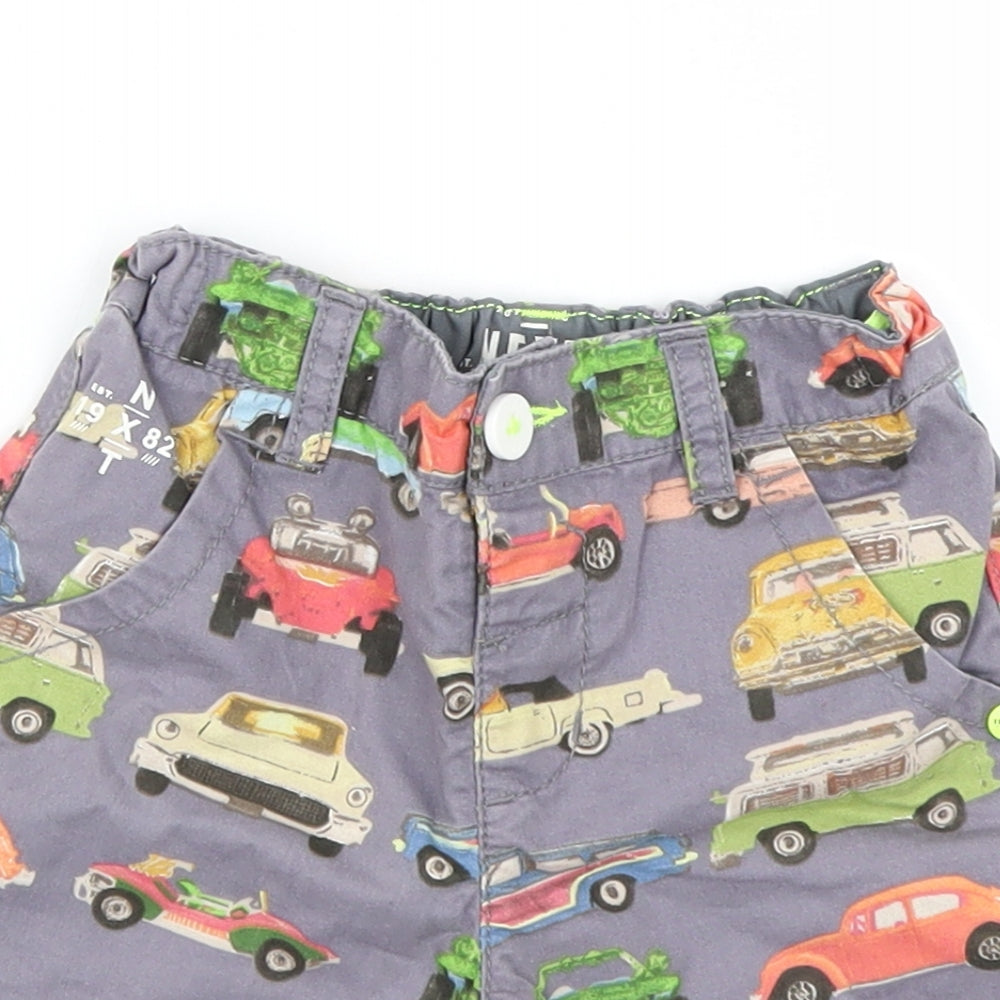 NEXT Boys Grey   Chino Shorts Size 3-4 Years - Car Print