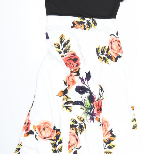 Preworn Womens White Floral  Maxi  Size 2XL