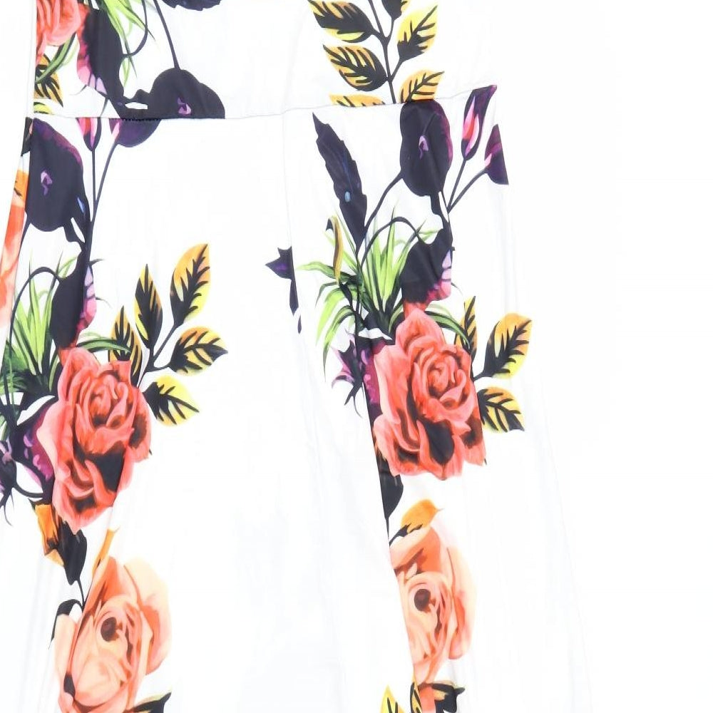 Preworn Womens White Floral  Maxi  Size 2XL