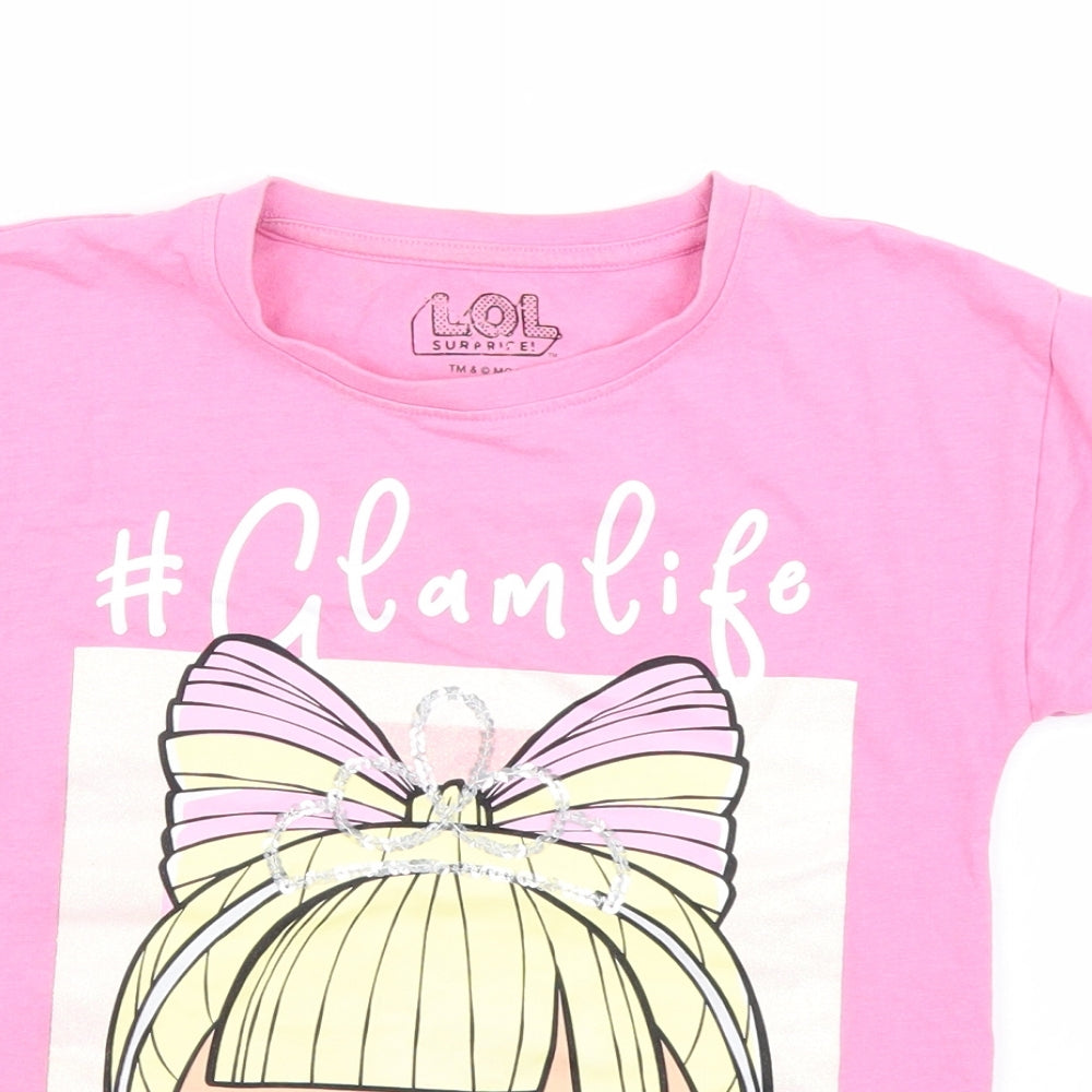 Nutmeg Girls Pink   Basic T-Shirt Size 8-9 Years  - LOL Dolls