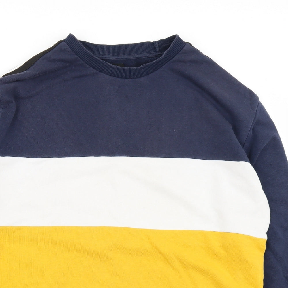 New Look Mens Blue Striped  Pullover Sweatshirt Size XS