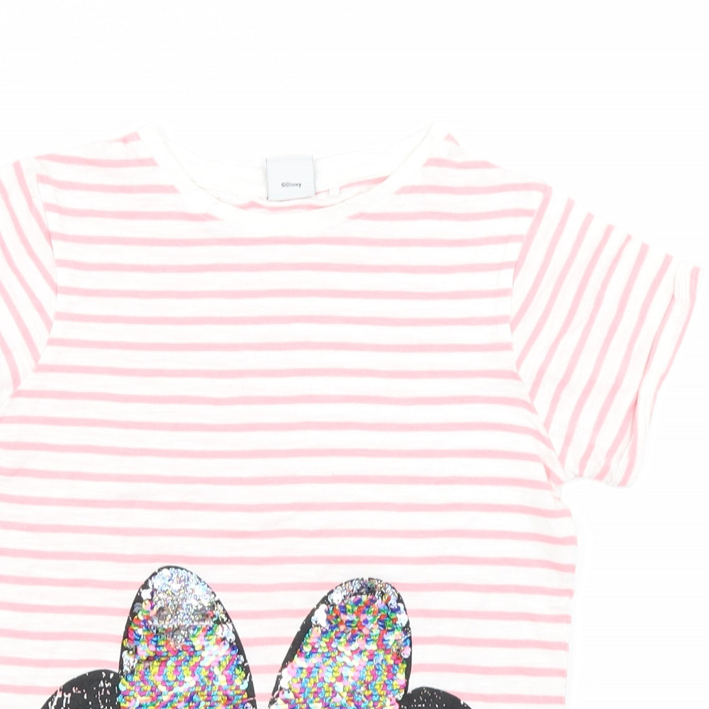 NEXT Girls Pink Striped  Basic T-Shirt Size 9 Years  - Minnie Mouse