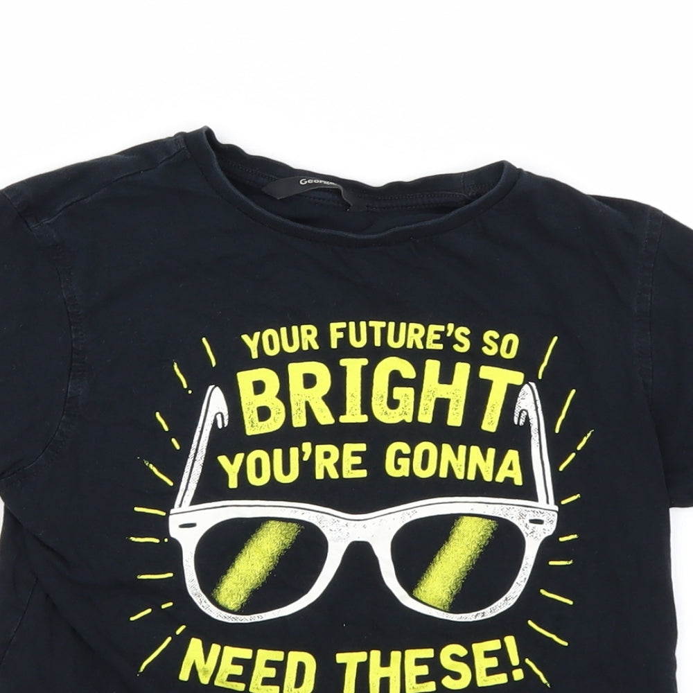 George Boys Black   Basic T-Shirt Size 9-10 Years