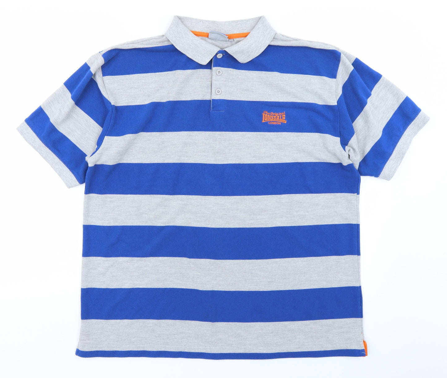 Lonsdale Mens Blue Striped   Polo Size L