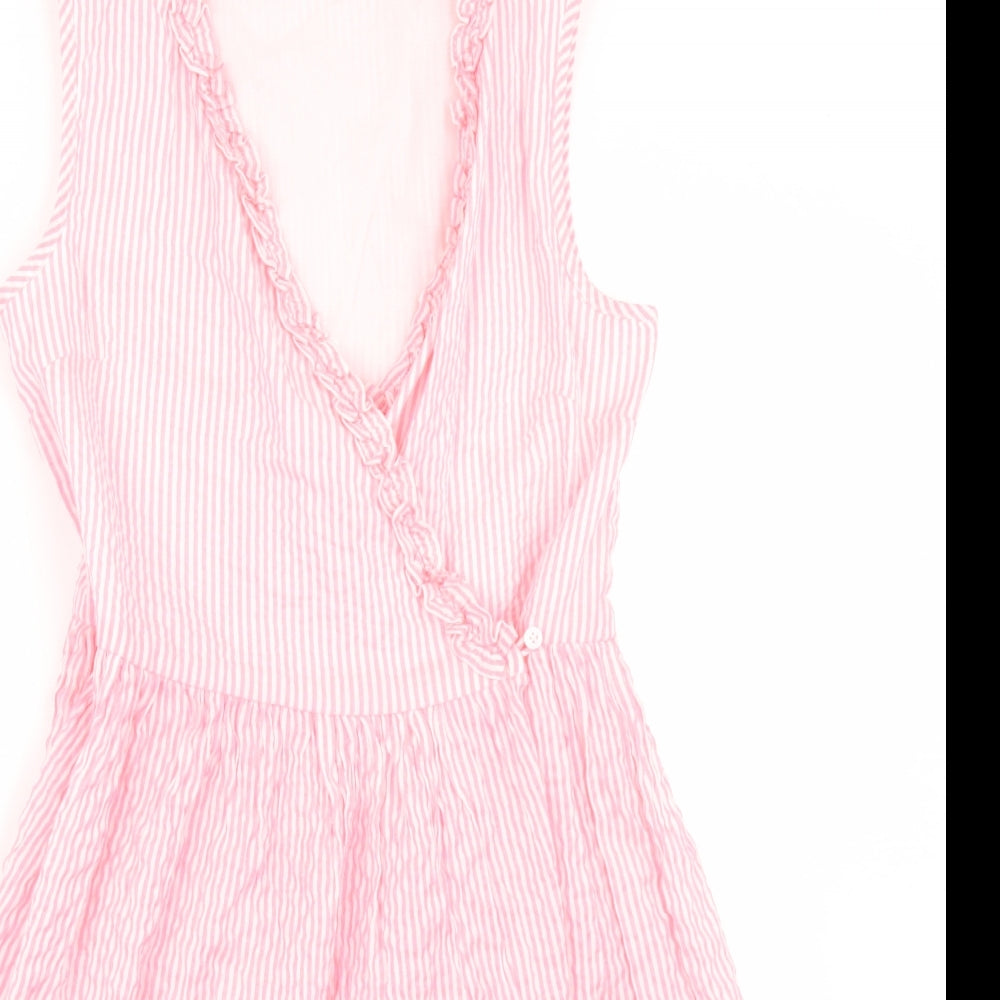 NEXT Girls Pink Striped  Wrap Dress  Size 12 Years