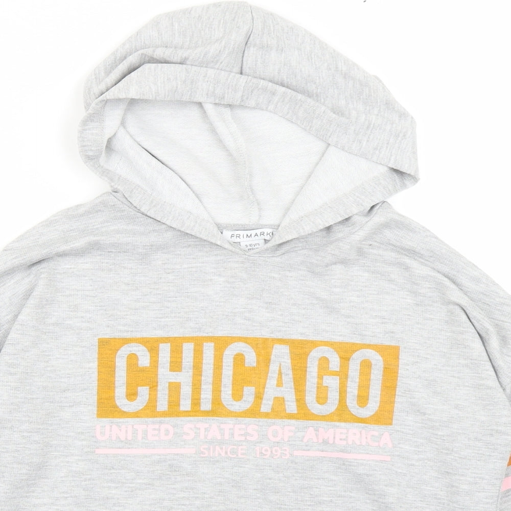 Primark Girls Grey   Pullover Hoodie Size 9-10 Years  - Cropped