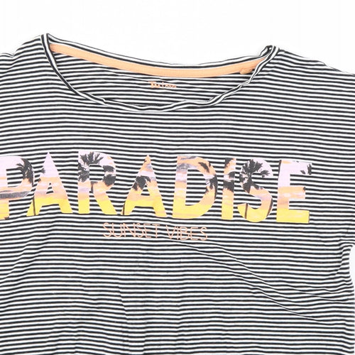 TU Girls Black Striped  Cropped T-Shirt Size 14 Years