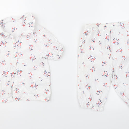 Nutmeg Girls White Floral  Trousers Set Outfit/Set Size 18-24 Months