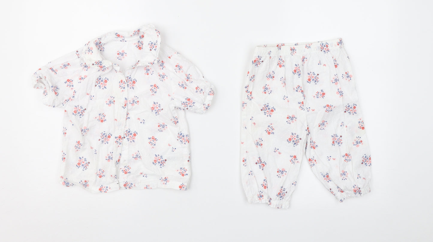 Nutmeg Girls White Floral  Trousers Set Outfit/Set Size 18-24 Months