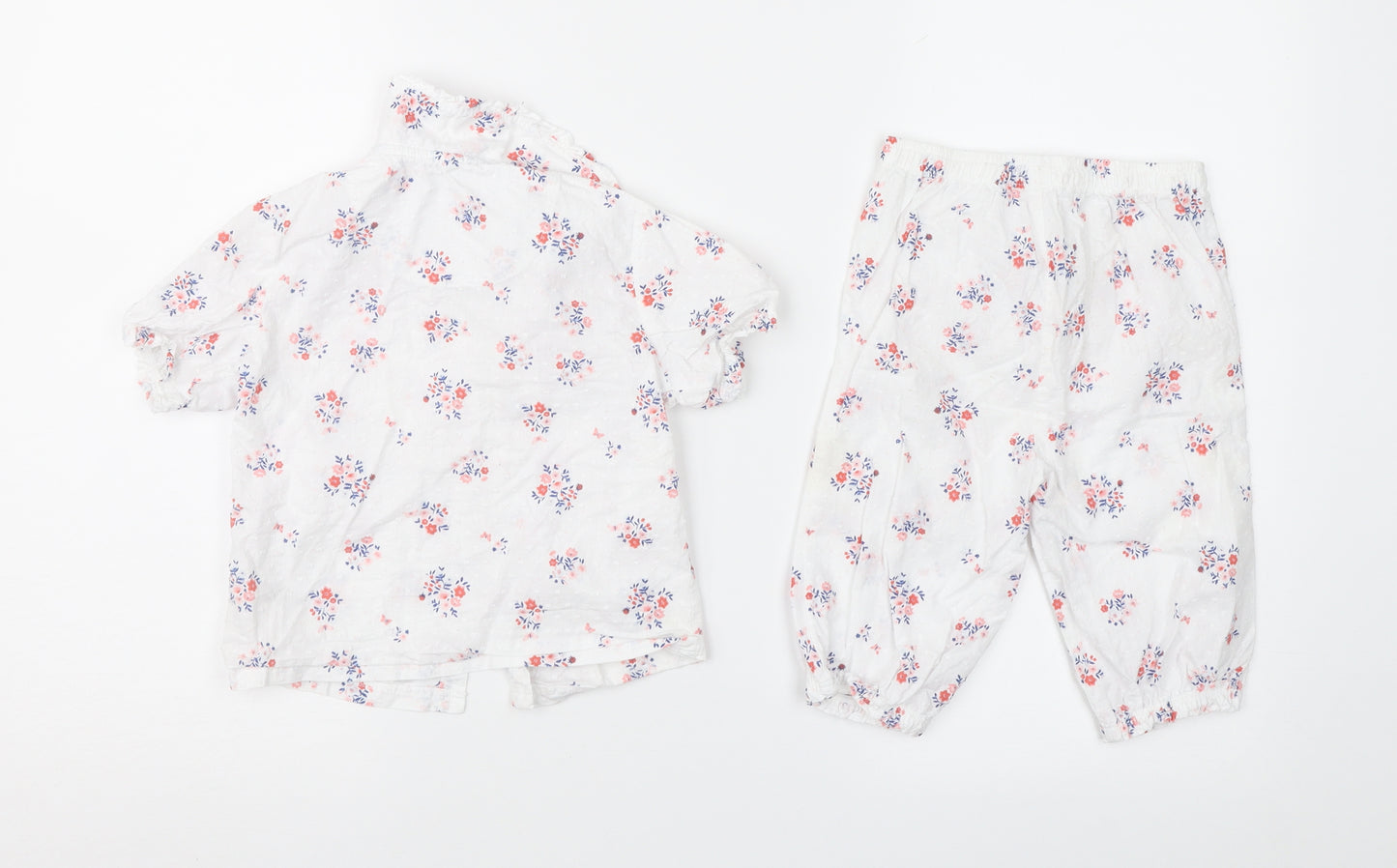 Nutmeg Girls White Floral  Trousers Set Outfit/Set Size 18-24 Months