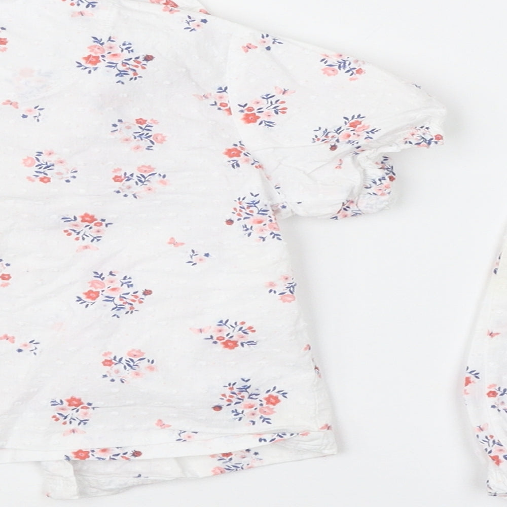 Nutmeg Girls White Floral  Trousers Set Outfit/Set Size 18-24 Months