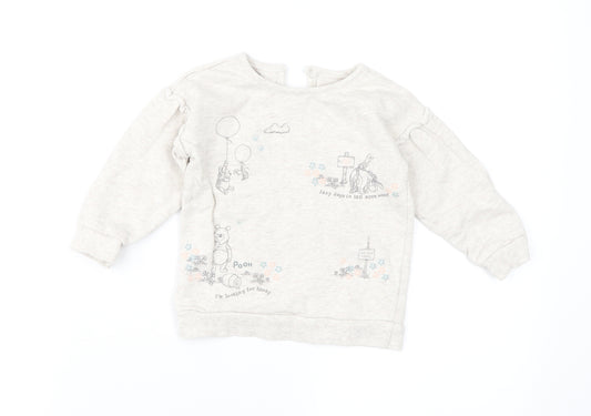 Front view of Disney Baby girls’ brown geometric pullover casual, size 12-18, months - winnie the pooh