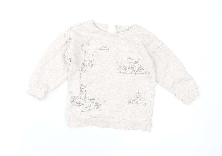 Disney Baby Girls Brown Geometric Pullover Casual Size 12-18 Months - Winnie The Pooh