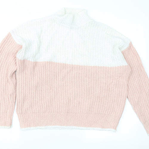 New Look Womens Pink Geometric  Pullover Jumper Size S