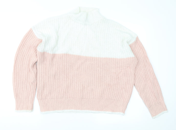 New Look Womens Pink Geometric  Pullover Jumper Size S