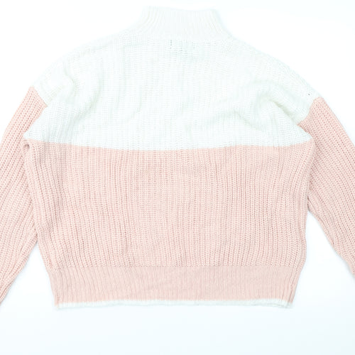 New Look Womens Pink Geometric  Pullover Jumper Size S