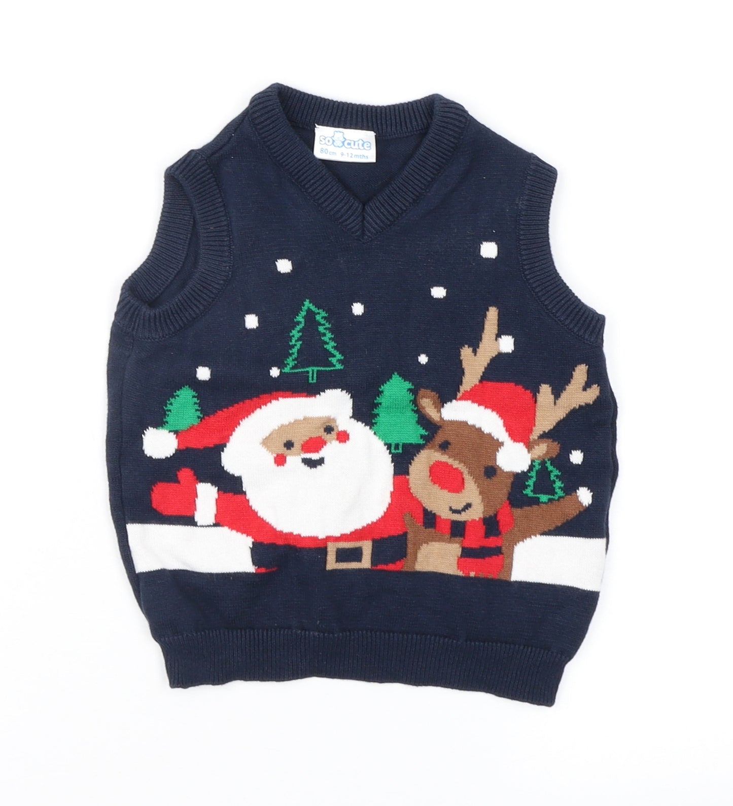 So cute Boys Blue Fair Isle  Pullover Jumper Size 9-12 Months  - Xmas