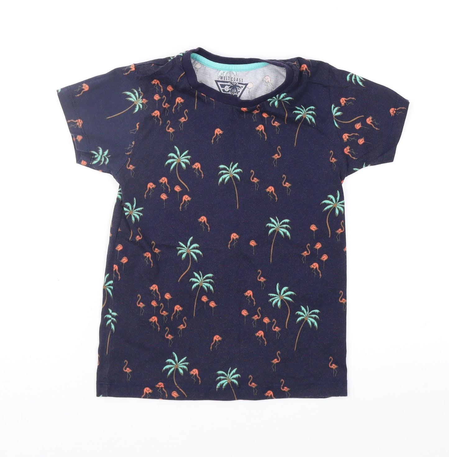Matalan Girls Blue Geometric  Basic T-Shirt Size 7 Years