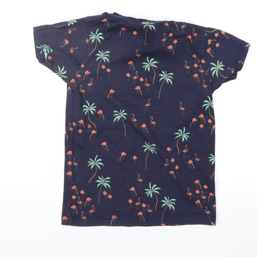 Matalan Girls Blue Geometric  Basic T-Shirt Size 7 Years