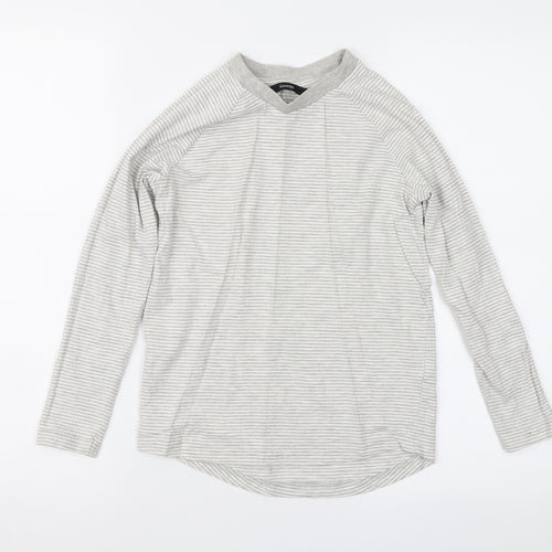 George Girls Grey Striped  Basic T-Shirt Size 9-10 Years