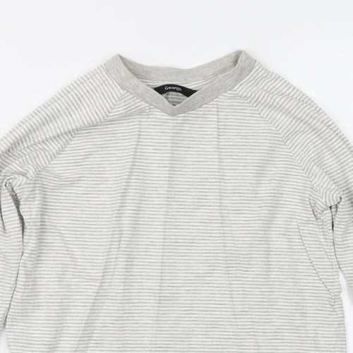 George Girls Grey Striped  Basic T-Shirt Size 9-10 Years