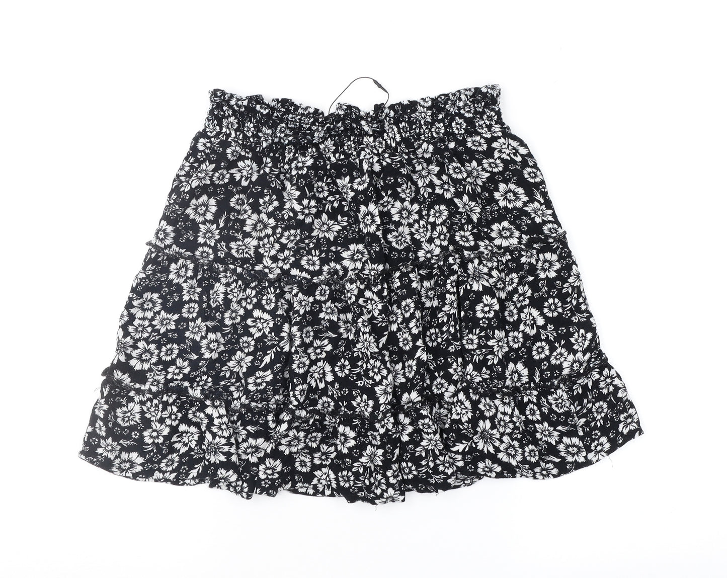 Primark Womens Black Floral  Peasant Skirt Size 14
