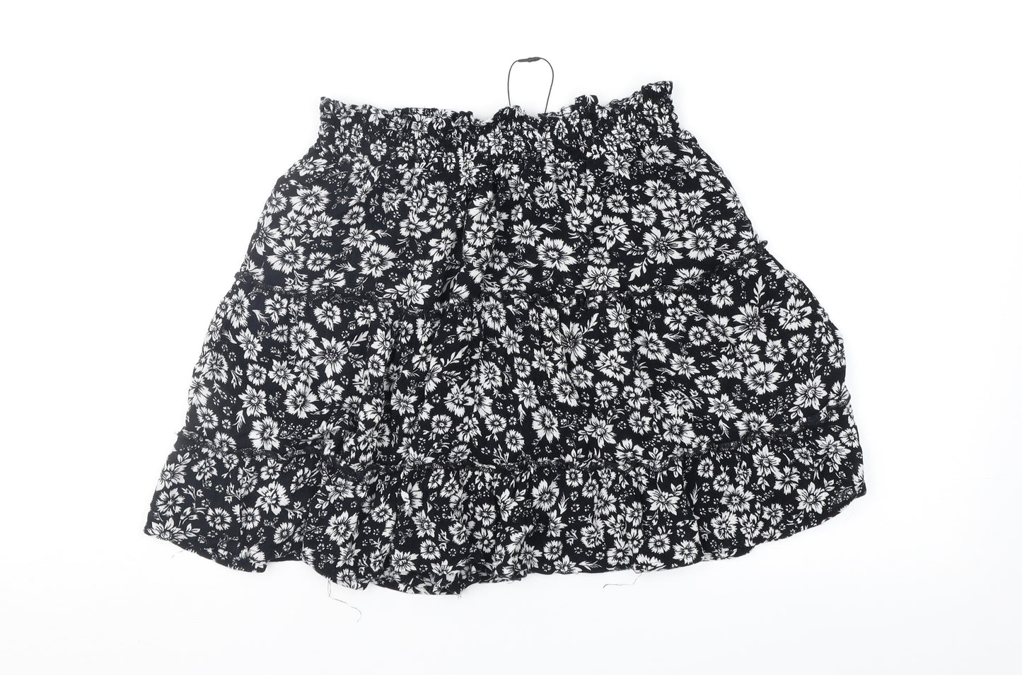 Primark Womens Black Floral  Peasant Skirt Size 14