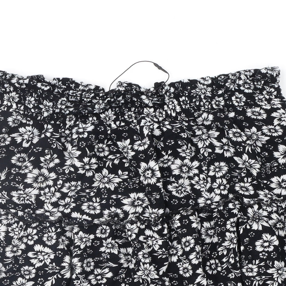 Primark Womens Black Floral  Peasant Skirt Size 14
