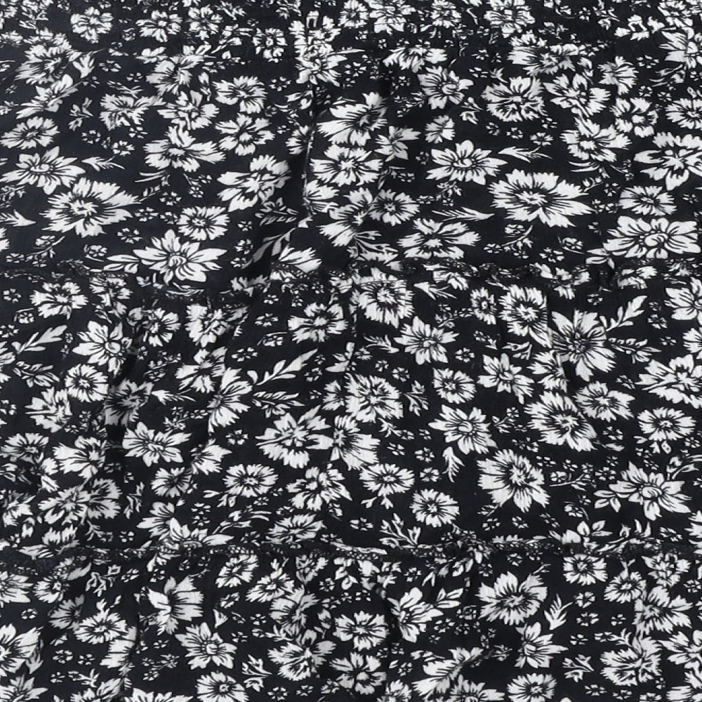 Primark Womens Black Floral  Peasant Skirt Size 14