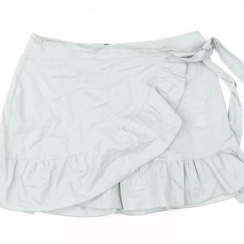 PRETTYLITTLETHING Womens Green   Wrap Skirt Size 14