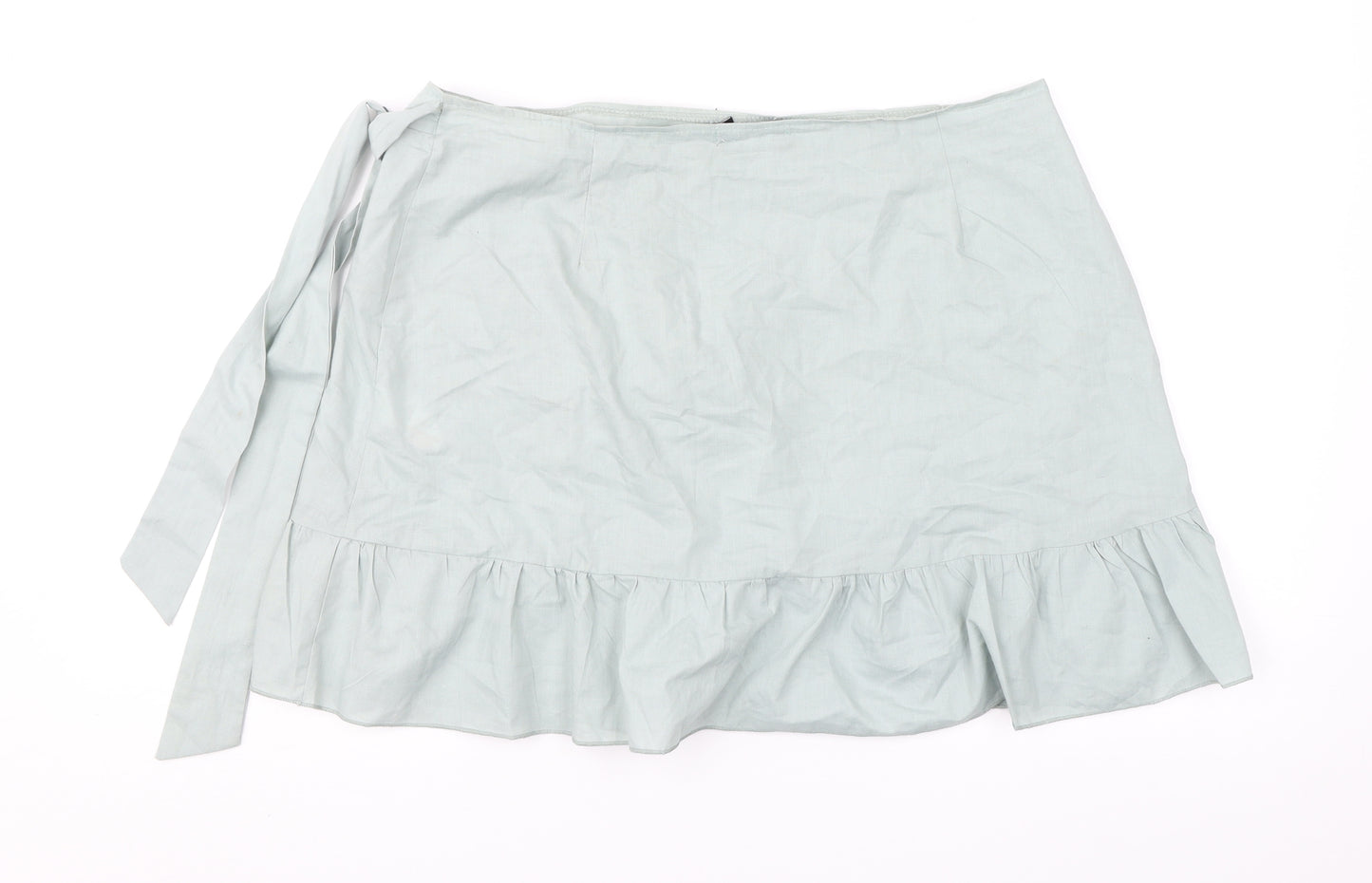 PRETTYLITTLETHING Womens Green   Wrap Skirt Size 14