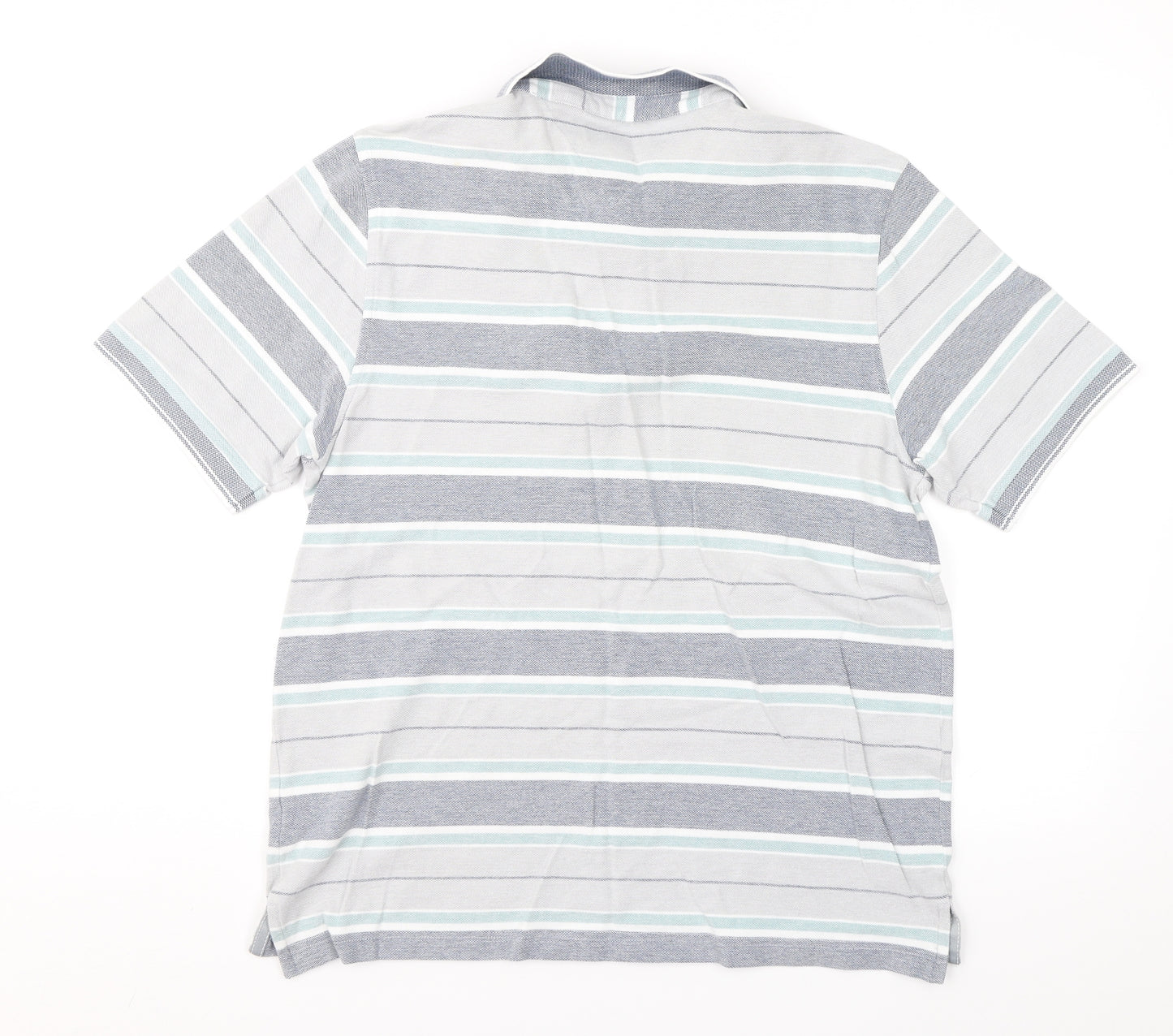 Matalan Mens Grey Striped   Polo Size L