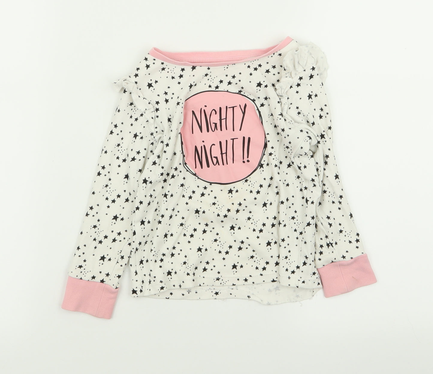 Asda George Girls White Solid  Top Pyjama Top Size 2-3 Years