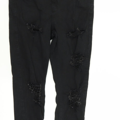 Topshop Womens Black   Skinny Jeans Size 28 in L30 in - RIPPED JEANS