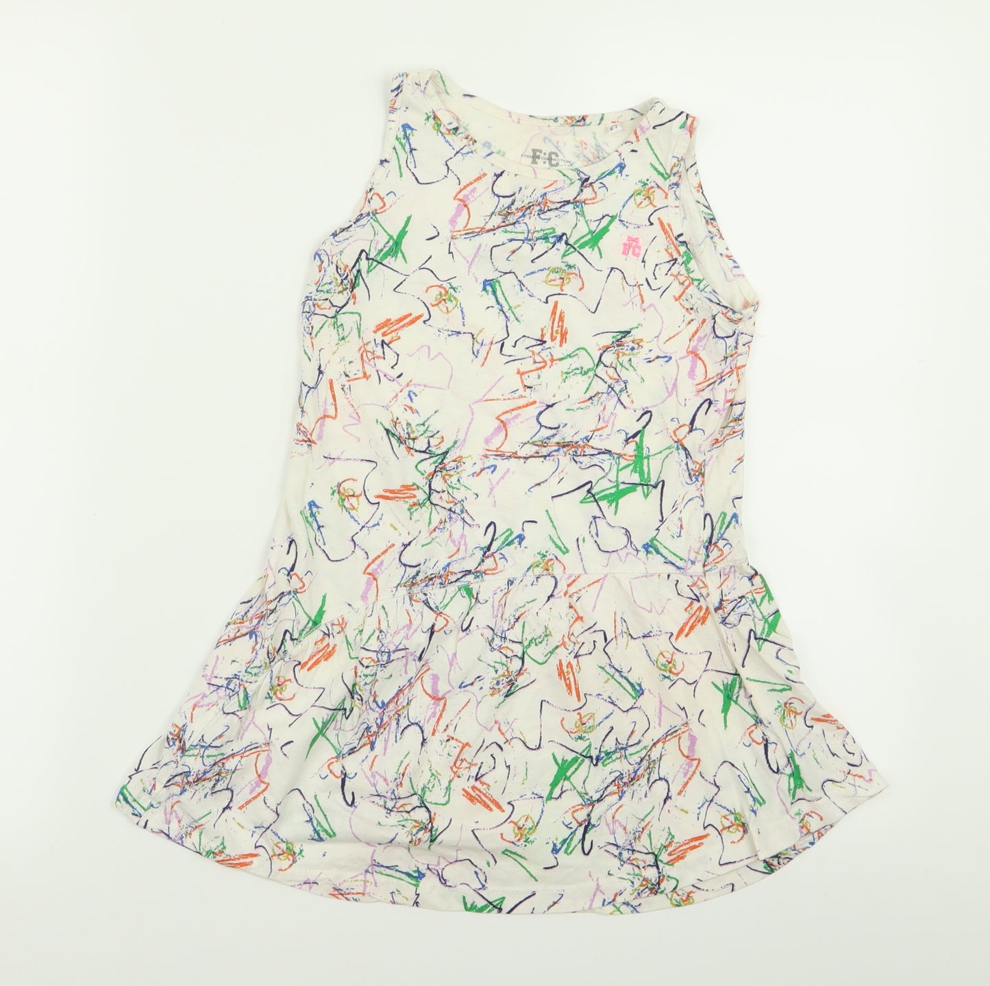French Connection Girls White Geometric  Fit & Flare  Size 6-7 Years