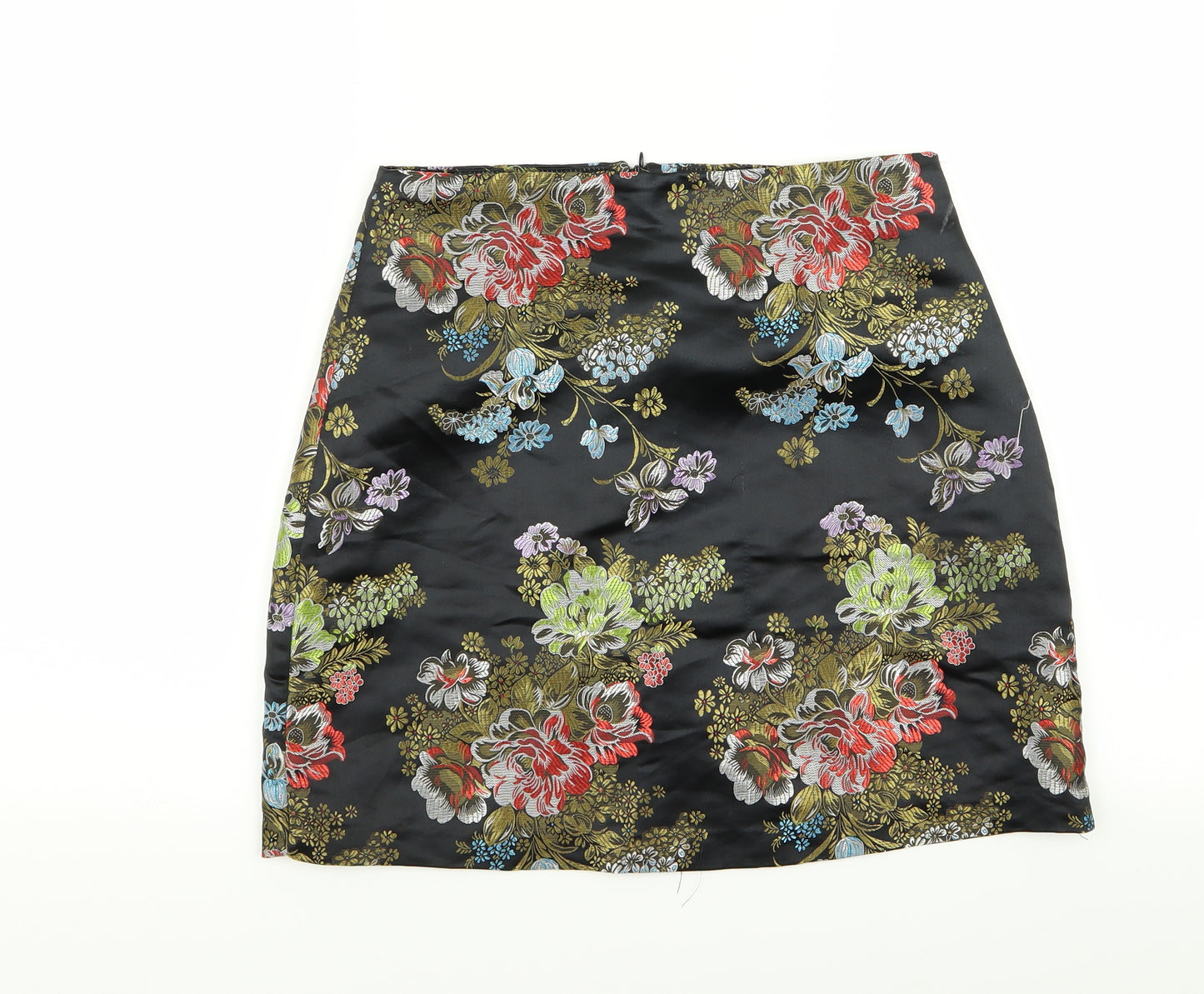 New Look Womens Black Floral  Mini Skirt Size 10