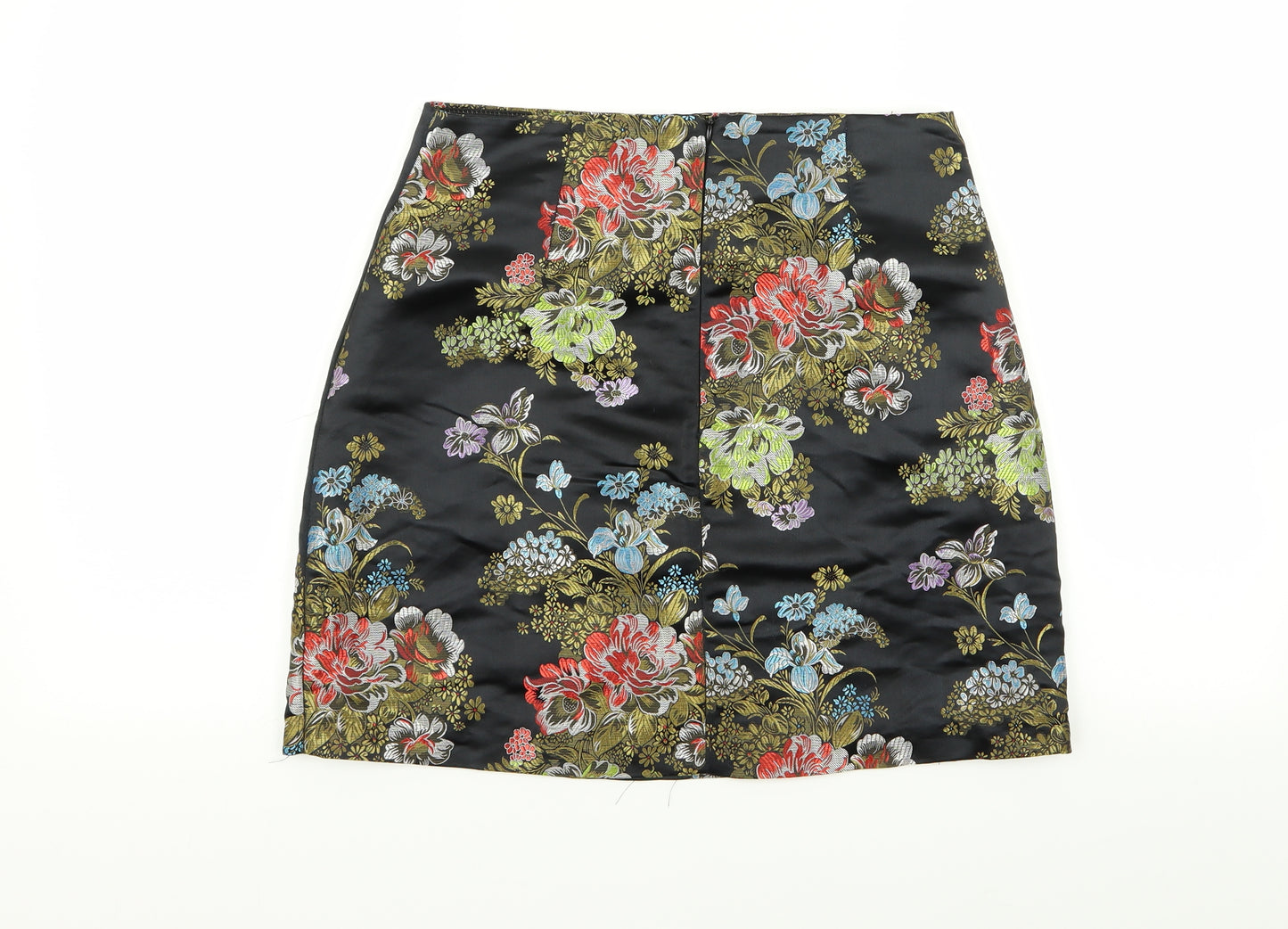New Look Womens Black Floral  Mini Skirt Size 10
