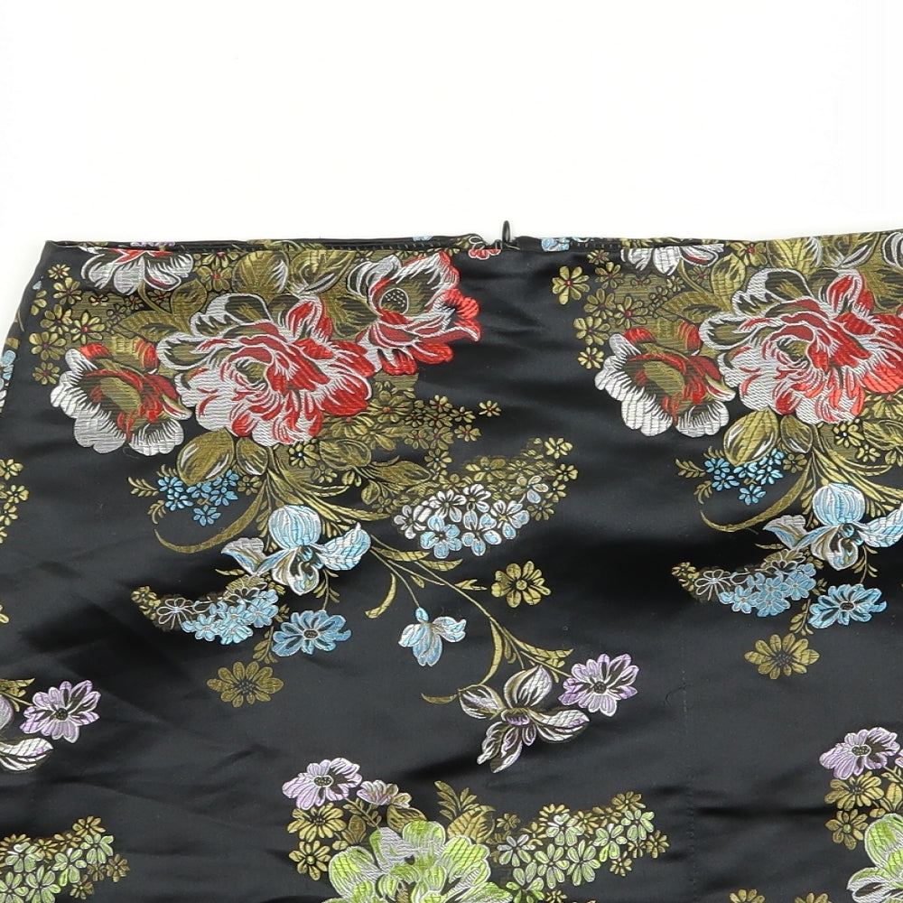 New Look Womens Black Floral  Mini Skirt Size 10