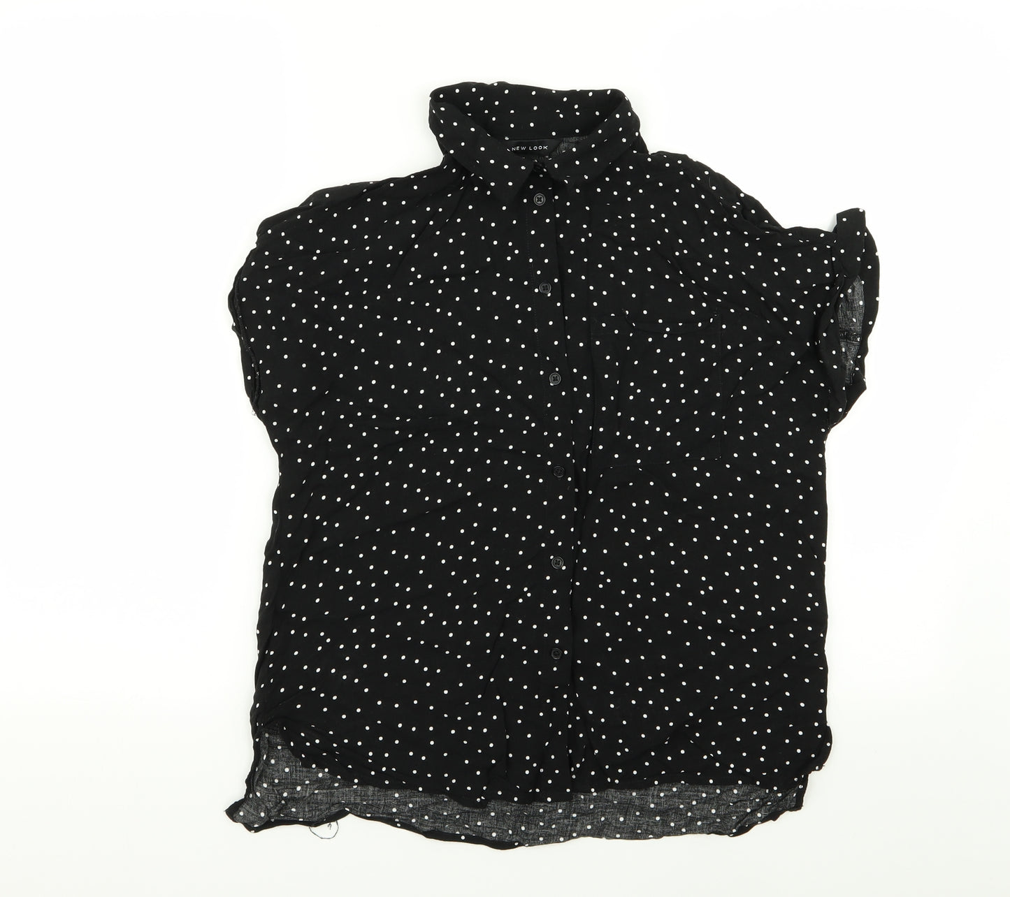 New Look Womens Black Polka Dot  Basic Button-Up Size 12
