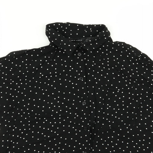 New Look Womens Black Polka Dot  Basic Button-Up Size 12