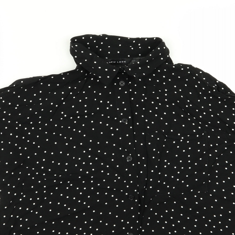 New Look Womens Black Polka Dot  Basic Button-Up Size 12