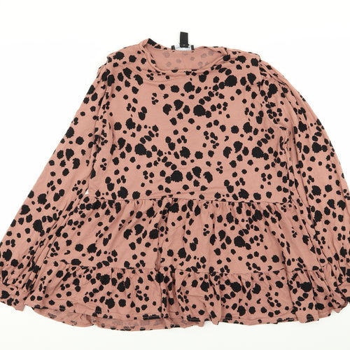New Look Womens Pink Animal Print  Basic Blouse Size 12