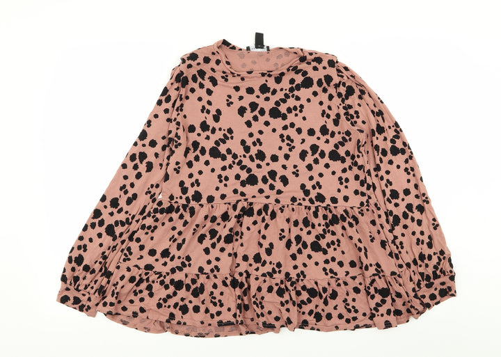 New Look Womens Pink Animal Print  Basic Blouse Size 12