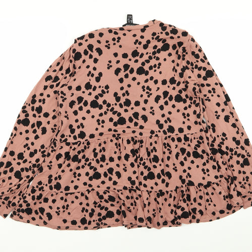 New Look Womens Pink Animal Print  Basic Blouse Size 12