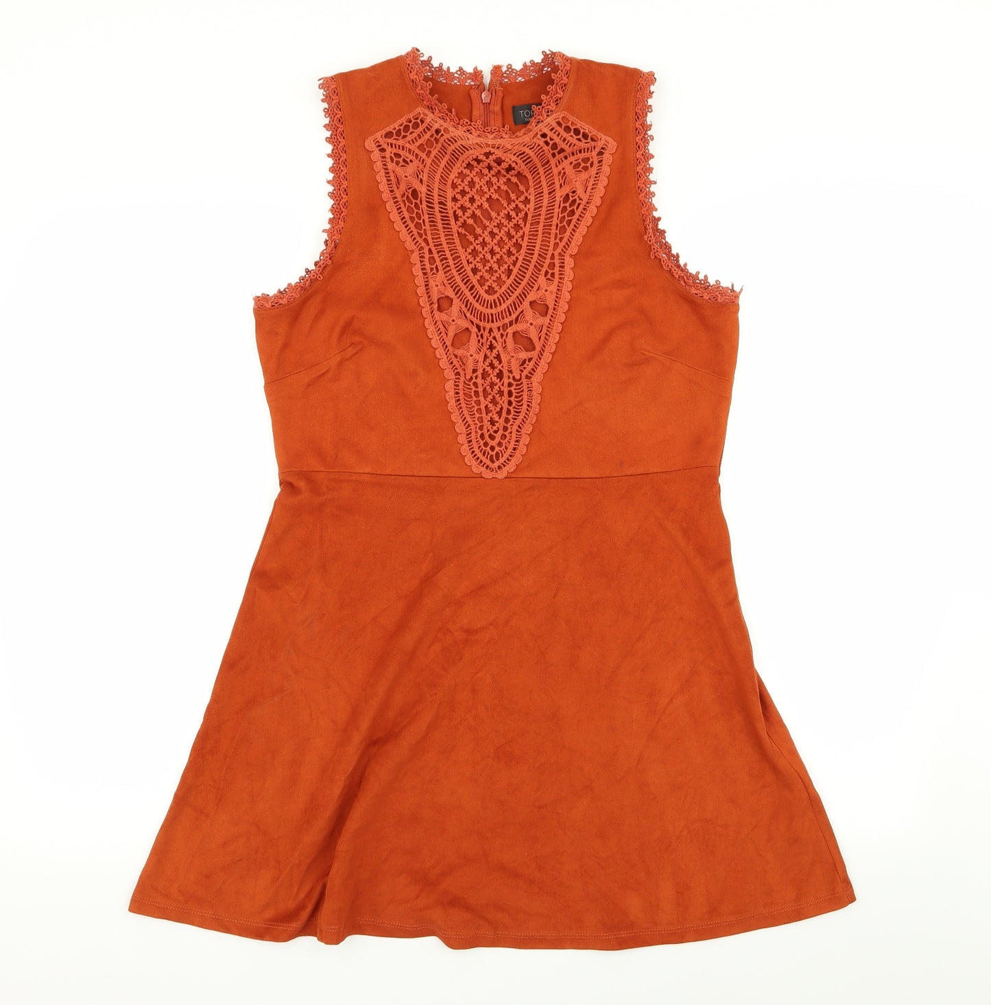Topshop Womens Brown Geometric  Fit & Flare  Size 12