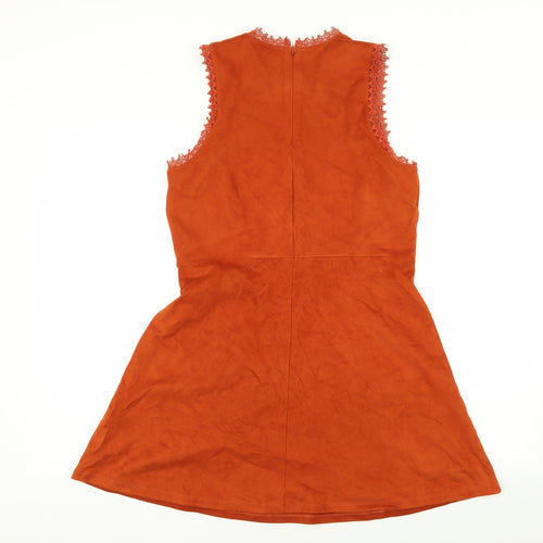 Topshop Womens Brown Geometric  Fit & Flare  Size 12