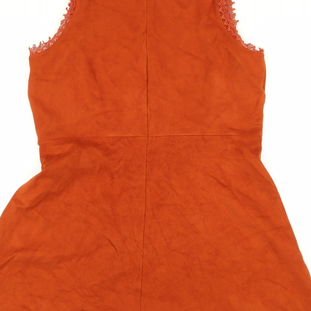 Topshop Womens Brown Geometric  Fit & Flare  Size 12