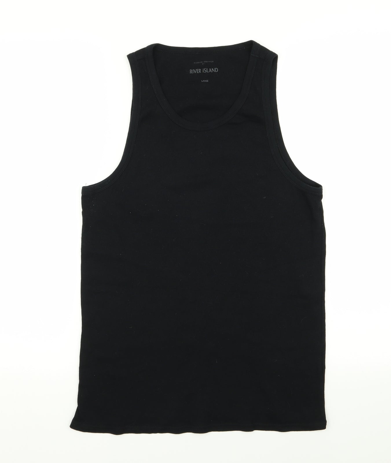 River Island Mens Black    T-Shirt Size L  - tank top