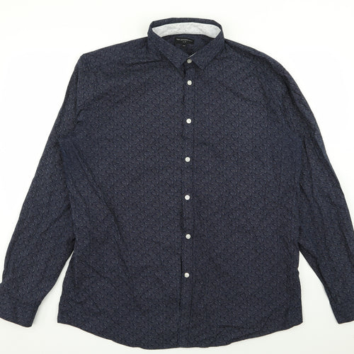 Taylor & Wright Mens Blue Geometric   Dress Shirt Size 17.5