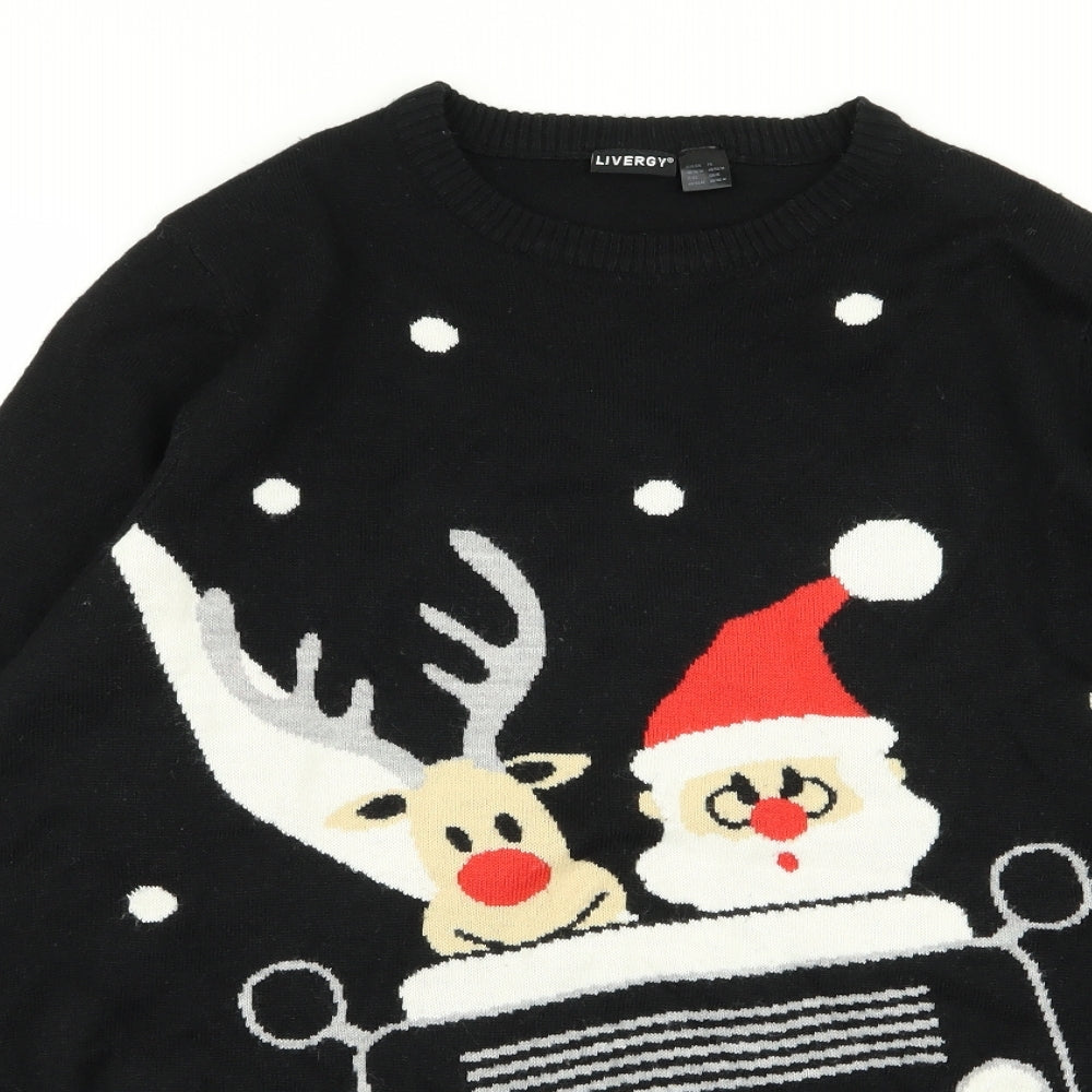 livenergy Mens Black   Pullover Jumper Size M  - christmas jumper